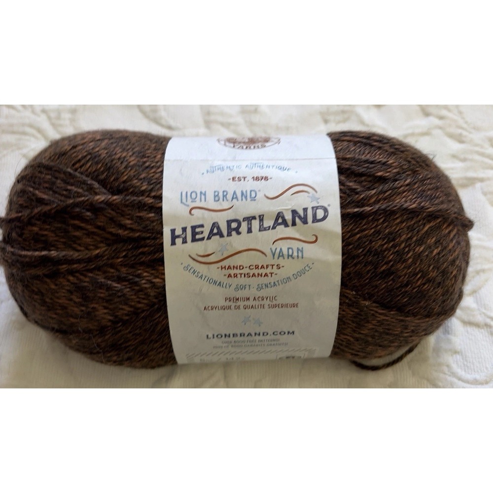 Lion Brand Heartland 100% Acrylic Yarn - Sequoia - 251 Yards - 5oz - Brown